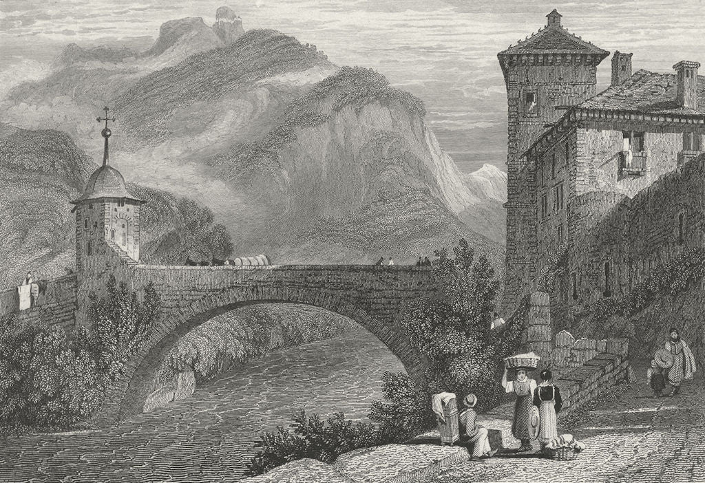 SWITZERLAND. Bridge St Maurice. Swiss. Prout 1830 old antique print picture